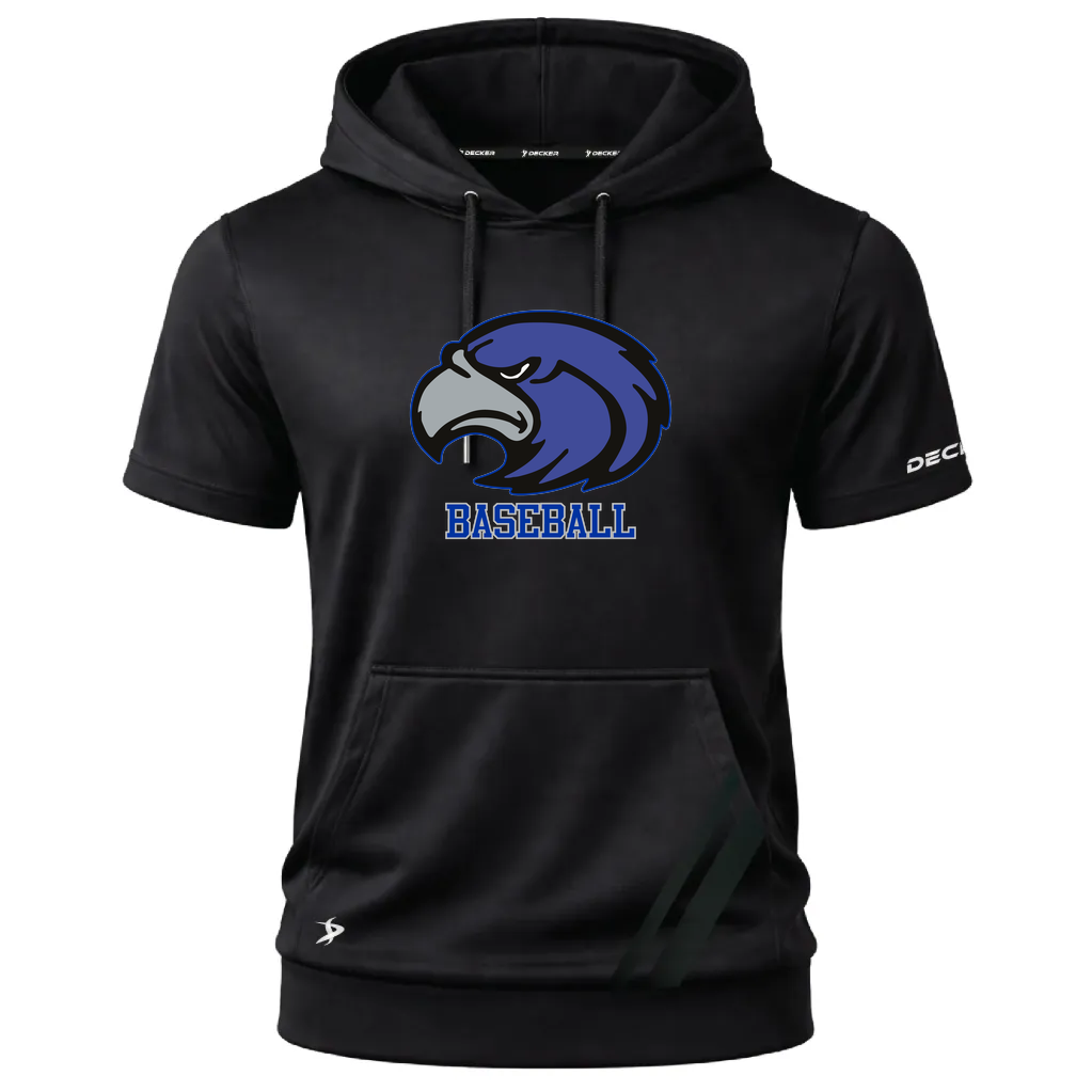 [FOSHSMBK-AS-LOGO1] Decker Adult Short Sleeve Summit Hoodie (Black, Adult S, Logo 1)